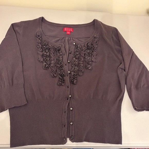 Elle Gray Cardigan with Ruffle Detail - Picture 1 of 3